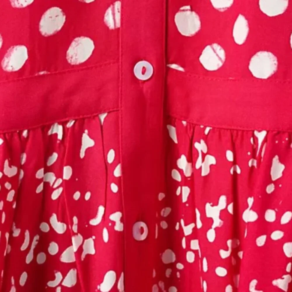Dennis Basso Mixed Print Rayon Tiered Dress Rasberry A644399